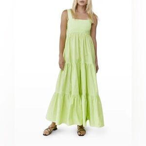 Hunter Bell Chartreuse Green Tiered Maxi Dress